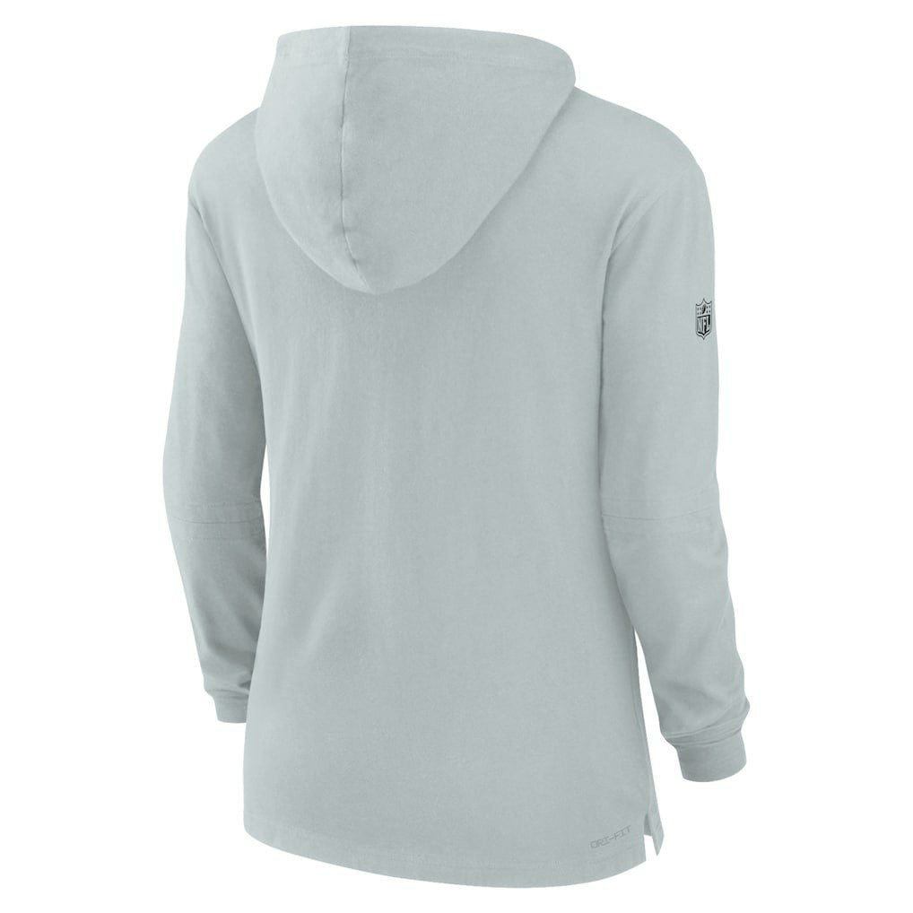 Las Vegas Raiders Women's Sideline Performance Long Sleeve Hoodie T-Shirt Silver | Nike for Sale