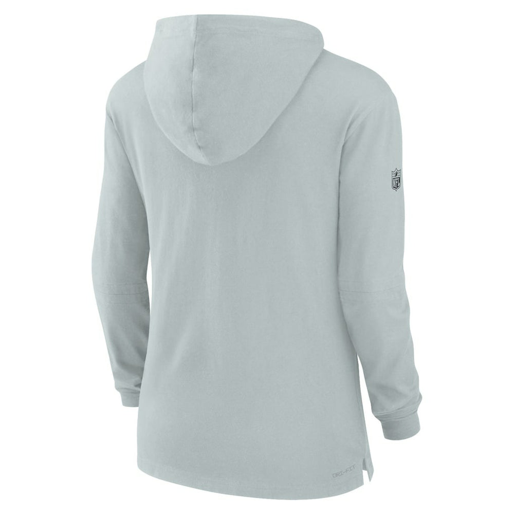 Las Vegas Raiders Women's Sideline Performance Long Sleeve Hoodie T-Shirt Silver | Nike for Sale