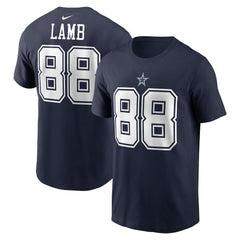 CeeDee Lamb Dallas Cowboys Player Name & Number T-Shirt Navy | Nike for Sale