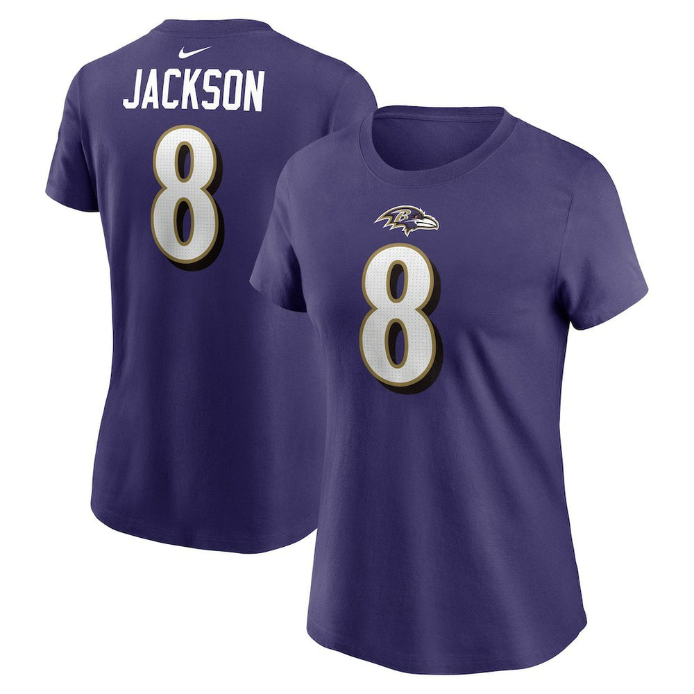 Lamar Jackson Baltimore Ravens Women's Player Name & Number T-Shirt Purple | Nike for Sale
