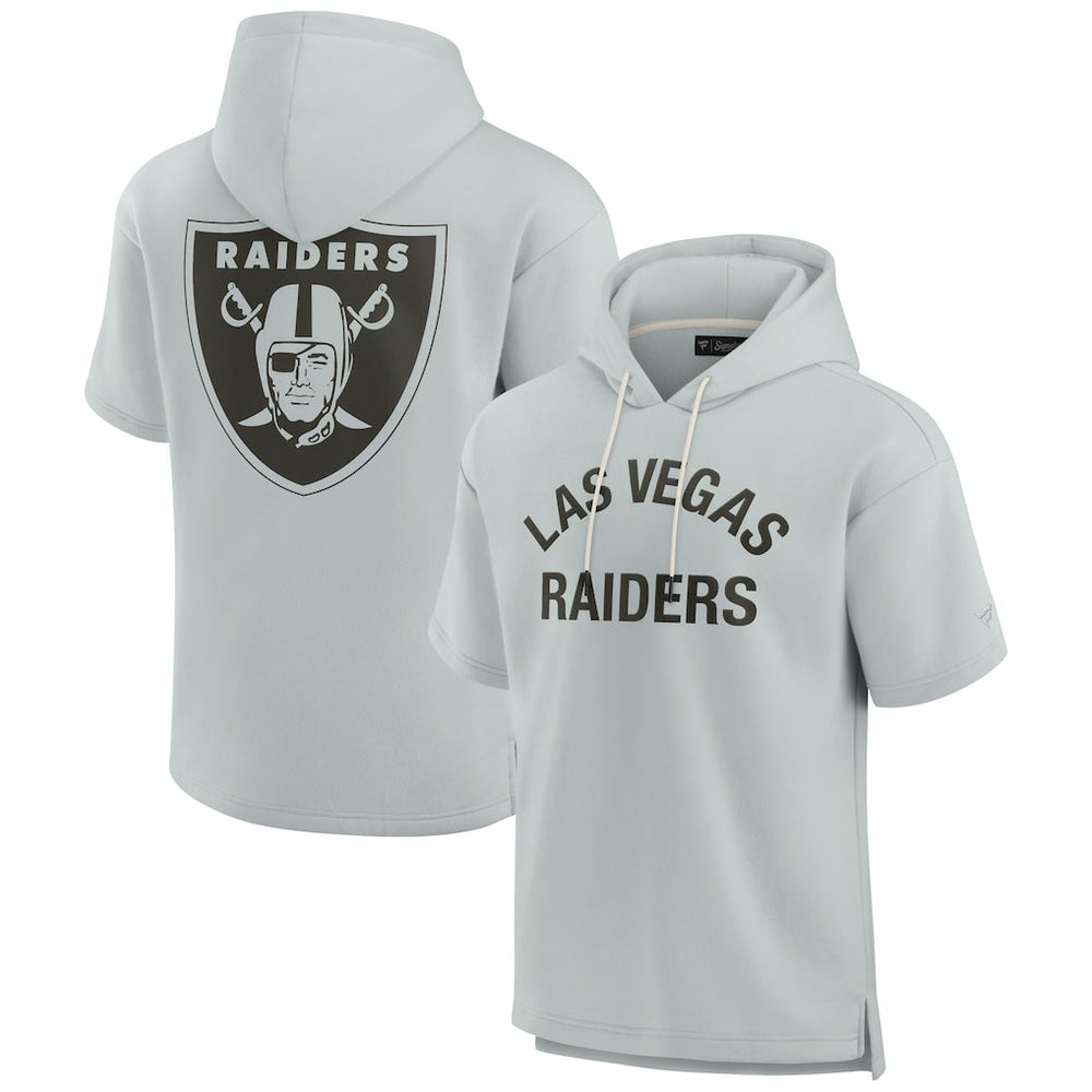 Las Vegas Raiders Unisex Elements Super Soft Fleece Short Sleeve Pullover Hoodie Gray | Fanatics
