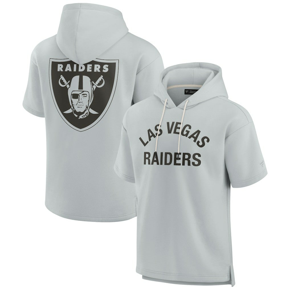 Las Vegas Raiders Unisex Elements Super Soft Fleece Short Sleeve Pullover Hoodie Gray | Fanatics