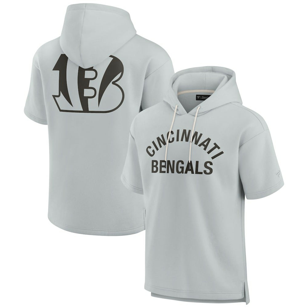Cincinnati Bengals Unisex Elements Super Soft Fleece Short Sleeve Pullover Hoodie Gray | Fanatics