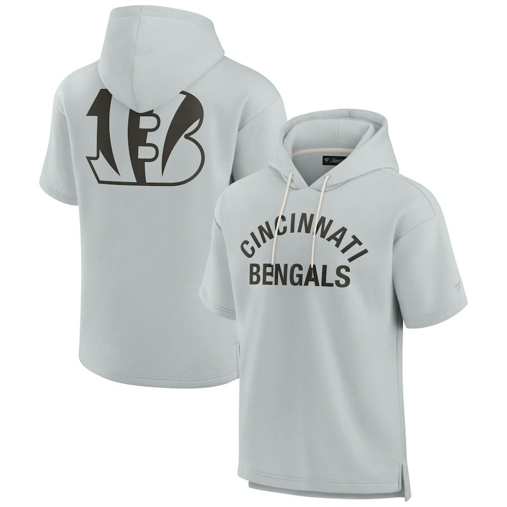 Cincinnati Bengals Unisex Elements Super Soft Fleece Short Sleeve Pullover Hoodie Gray | Fanatics