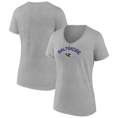 Baltimore Ravens Women's Team Arc V-Neck T-Shirt Heather Gray | NFL