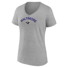 Baltimore Ravens Women's Team Arc V-Neck T-Shirt Heather Gray | NFL