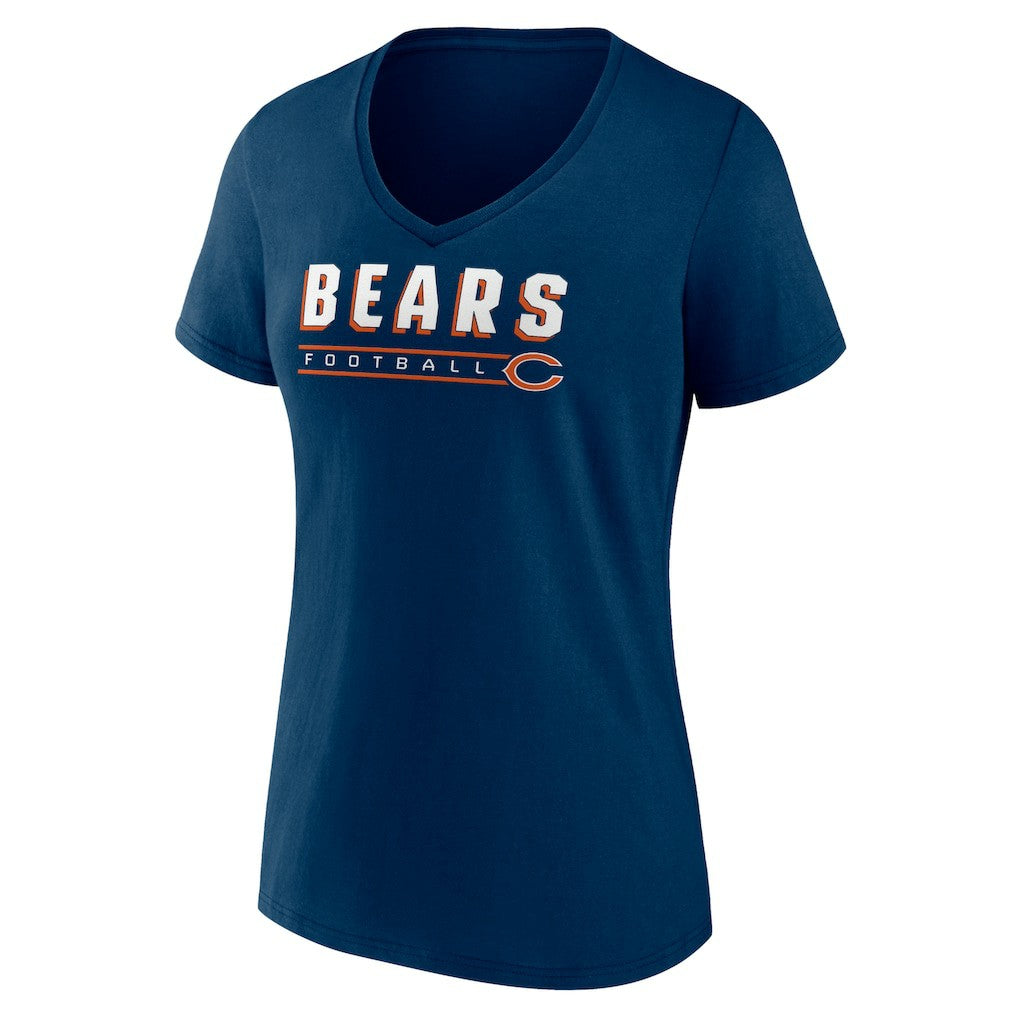 Chicago Bears Women's Primary Play V-Neck T-Shirt Navy | NFL