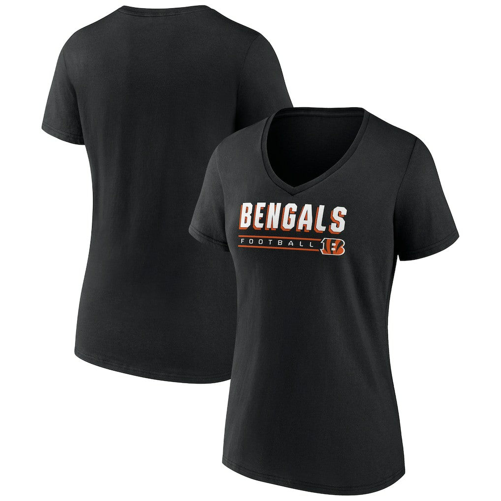 Cincinnati Bengals Women's Primary Play V-Neck T-Shirt Black | NFL