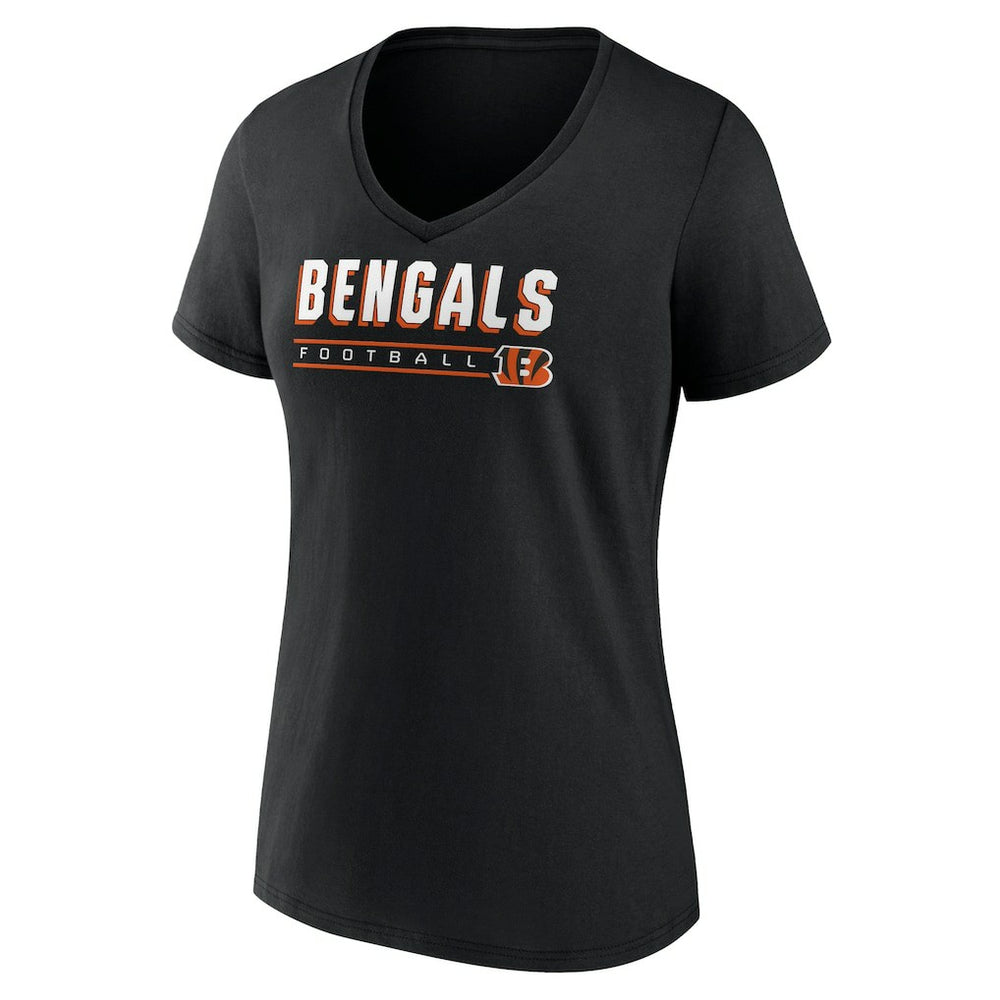 Cincinnati Bengals Women's Primary Play V-Neck T-Shirt Black | NFL