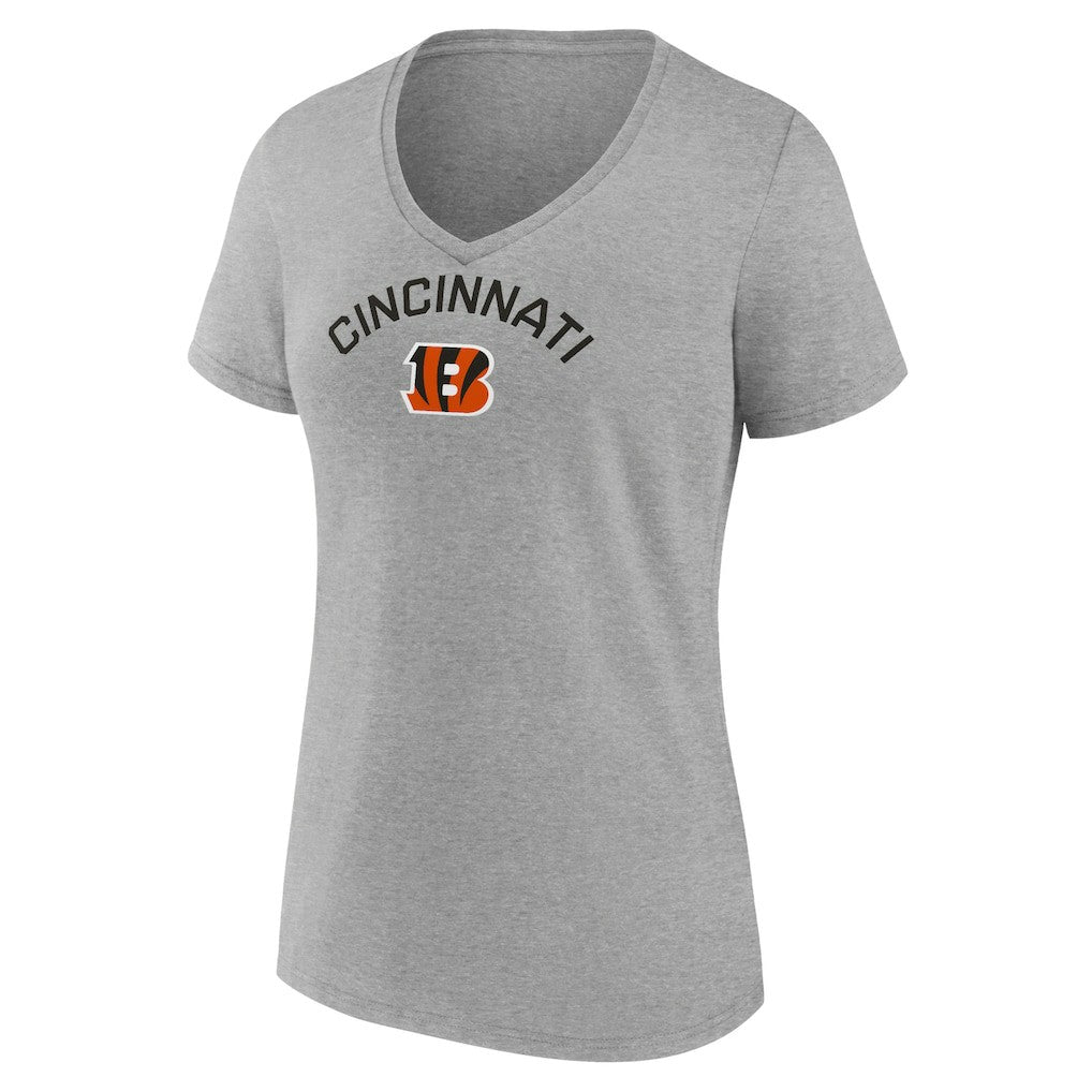 Cincinnati Bengals Women's Team Arc V-Neck T-Shirt Heather Gray | NFL