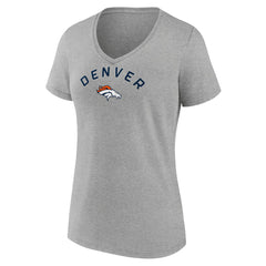 Denver Broncos Women's Team Arc V-Neck T-Shirt Heather Gray | NFL