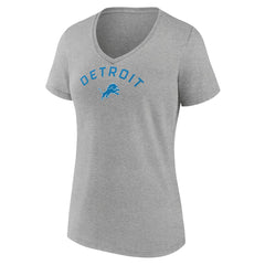 Detroit Lions Women's Team Arc V-Neck T-Shirt Heather Gray | NFL