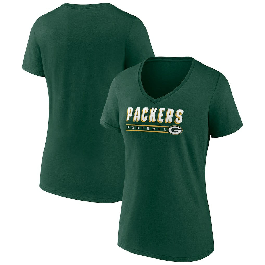 Green Bay Packers Women's Primary Play V-Neck T-Shirt Green | NFL