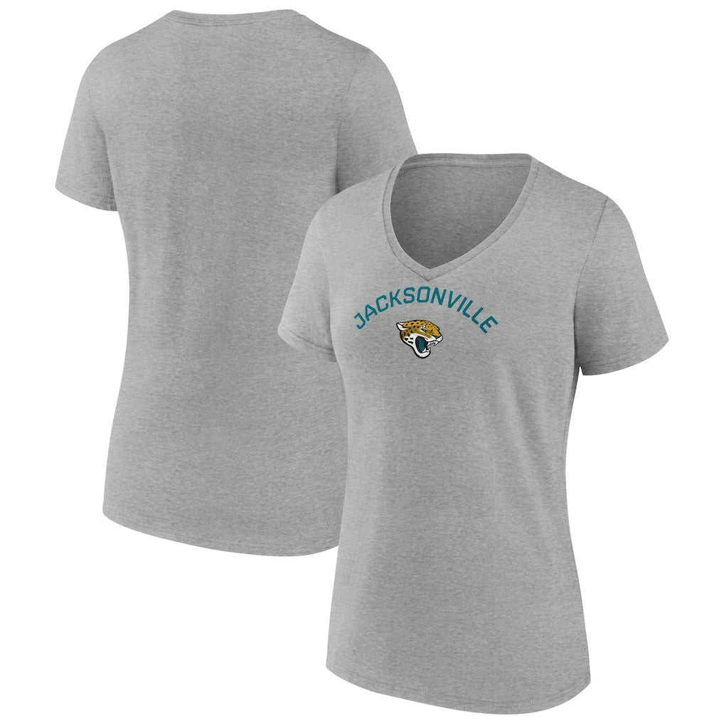 Jacksonville Jaguars Women's Team Arc V-Neck T-Shirt Heather Gray | NFL
