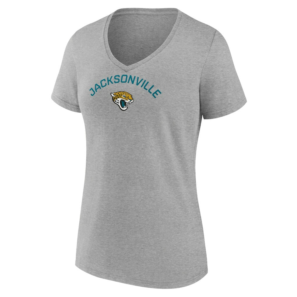 Jacksonville Jaguars Women's Team Arc V-Neck T-Shirt Heather Gray | NFL