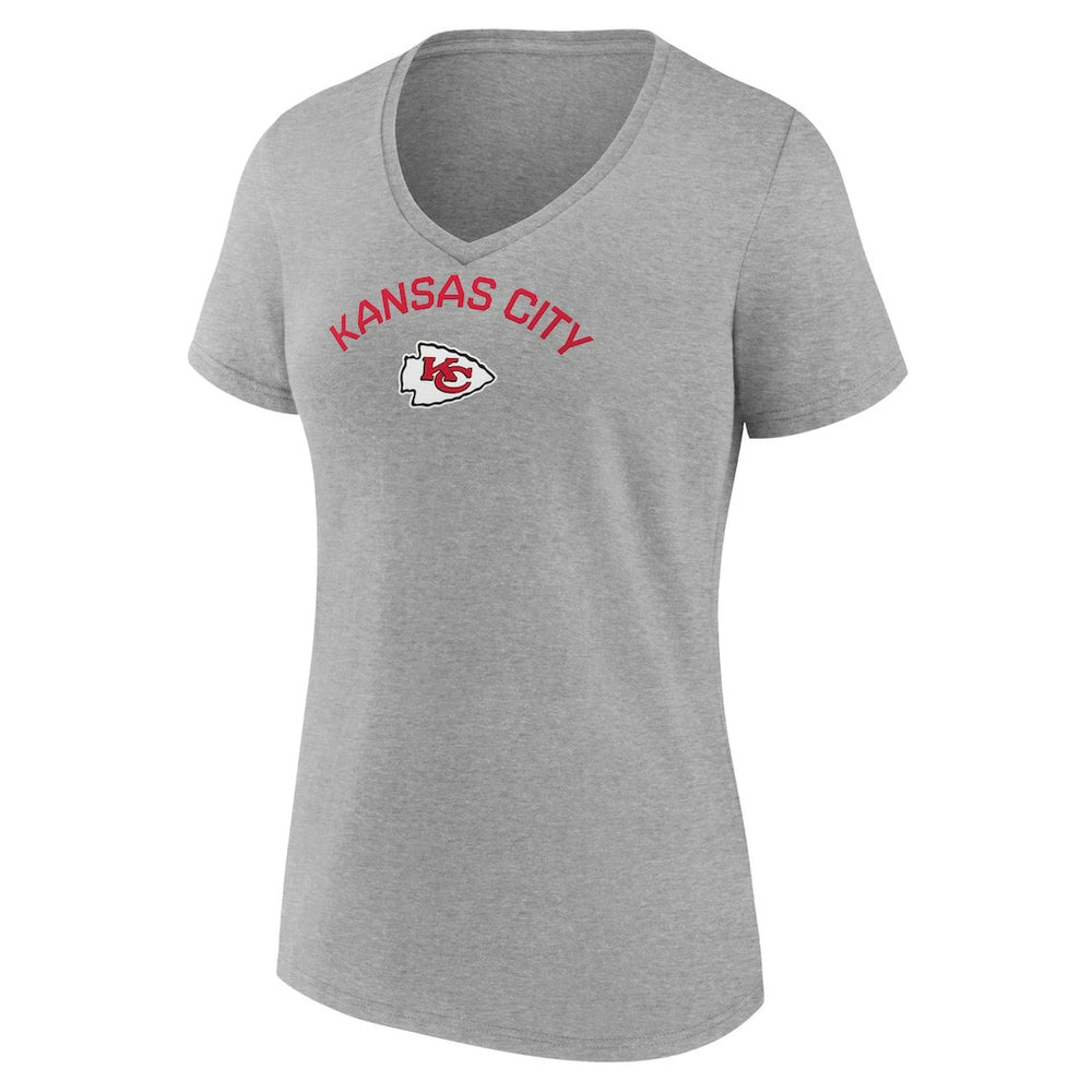 Kansas City Chiefs Women's Team Arc V-Neck T-Shirt Heather Gray | NFL