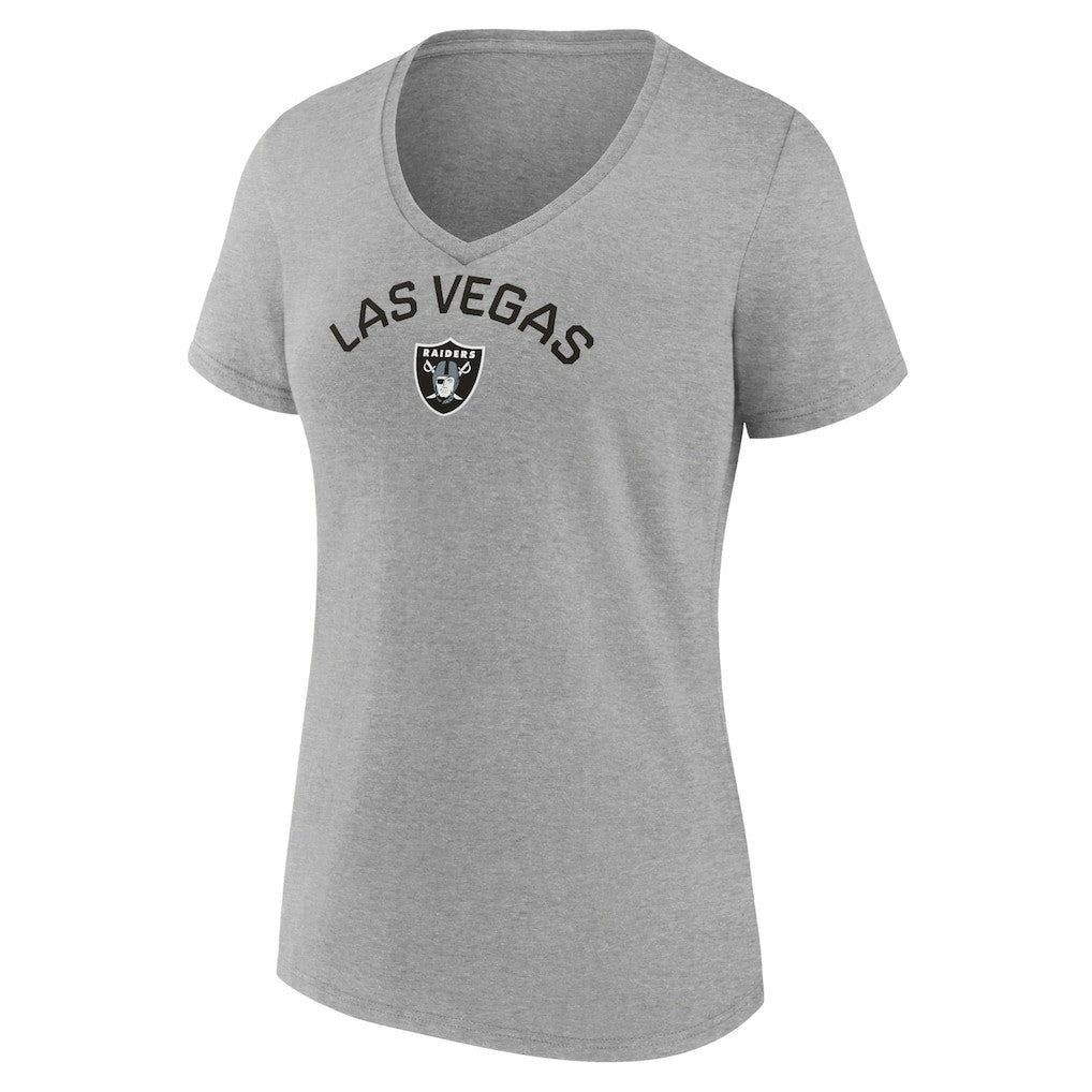 Las Vegas Raiders Women's Team Arc V-Neck T-Shirt Heather Gray | NFL