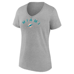 Miami Dolphins Women's Team Arc V-Neck T-Shirt Heather Gray | NFL