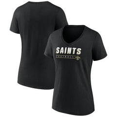 New Orleans Saints Women's Primary Play V-Neck T-Shirt Black | NFL