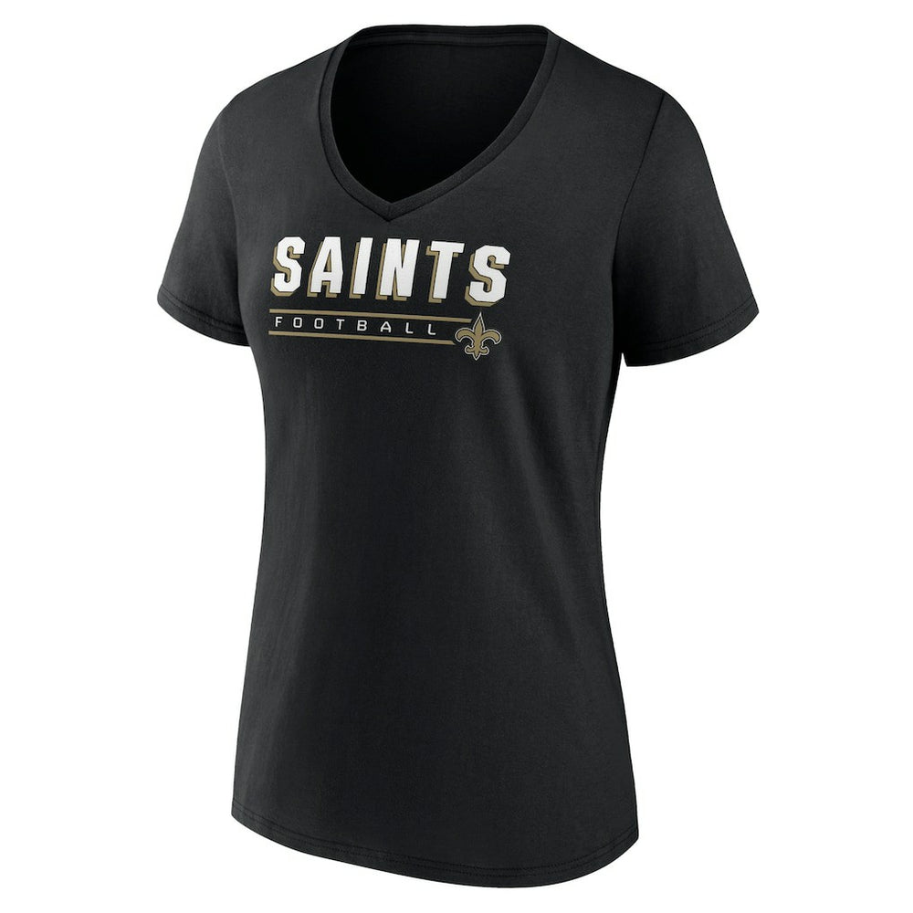 New Orleans Saints Women's Primary Play V-Neck T-Shirt Black | NFL