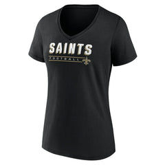 New Orleans Saints Women's Primary Play V-Neck T-Shirt Black | NFL