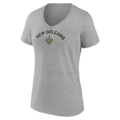 New Orleans Saints Women's Team Arc V-Neck T-Shirt Heather Gray | NFL