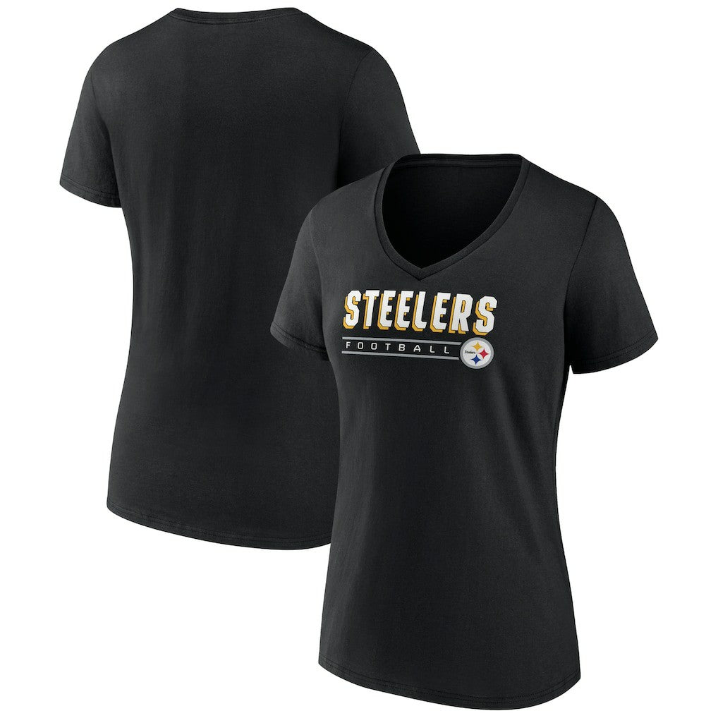 Pittsburgh Steelers Women's Primary Play V-Neck T-Shirt Black | NFL