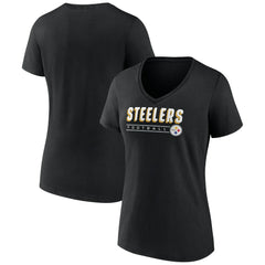 Pittsburgh Steelers Women's Primary Play V-Neck T-Shirt Black | NFL