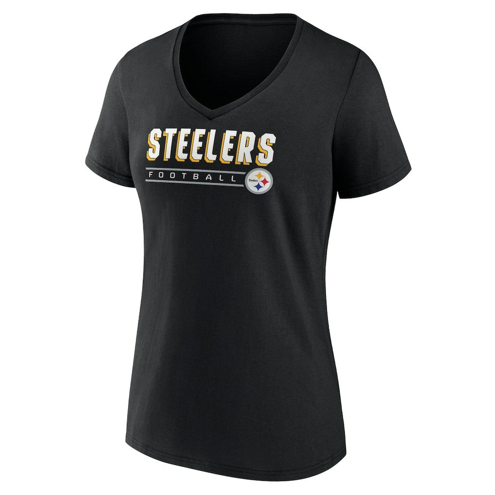 Pittsburgh Steelers Women's Primary Play V-Neck T-Shirt Black | NFL