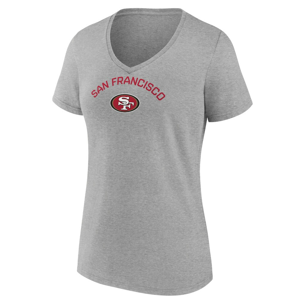 San Francisco 49ers Women's Team Arc V-Neck T-Shirt Heather Gray | NFL