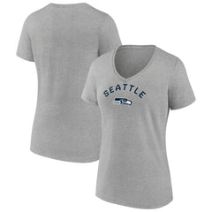 Seattle Seahawks Women's Team Arc V-Neck T-Shirt Heather Gray | NFL