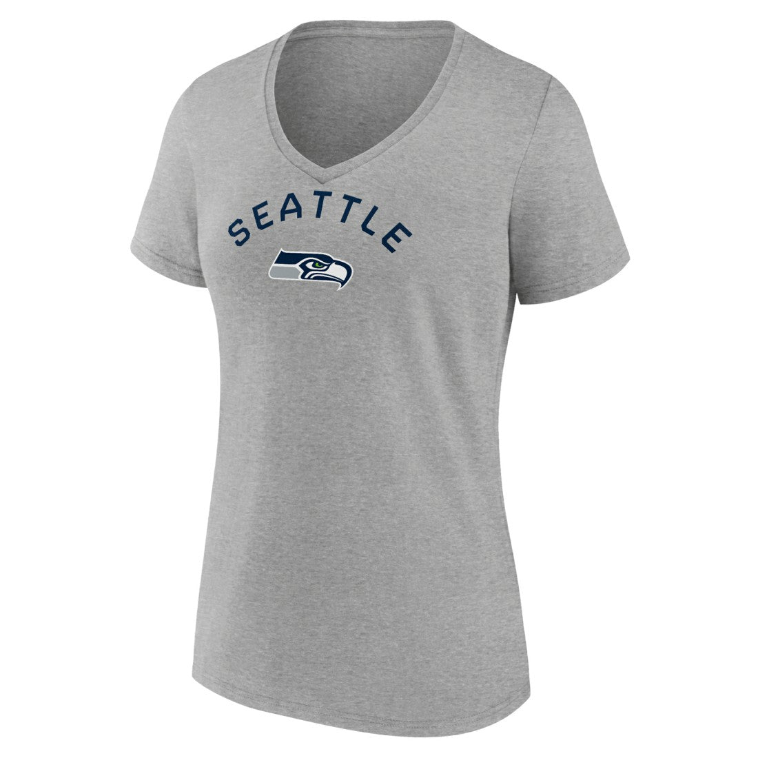 Seattle Seahawks Women's Team Arc V-Neck T-Shirt Heather Gray | NFL