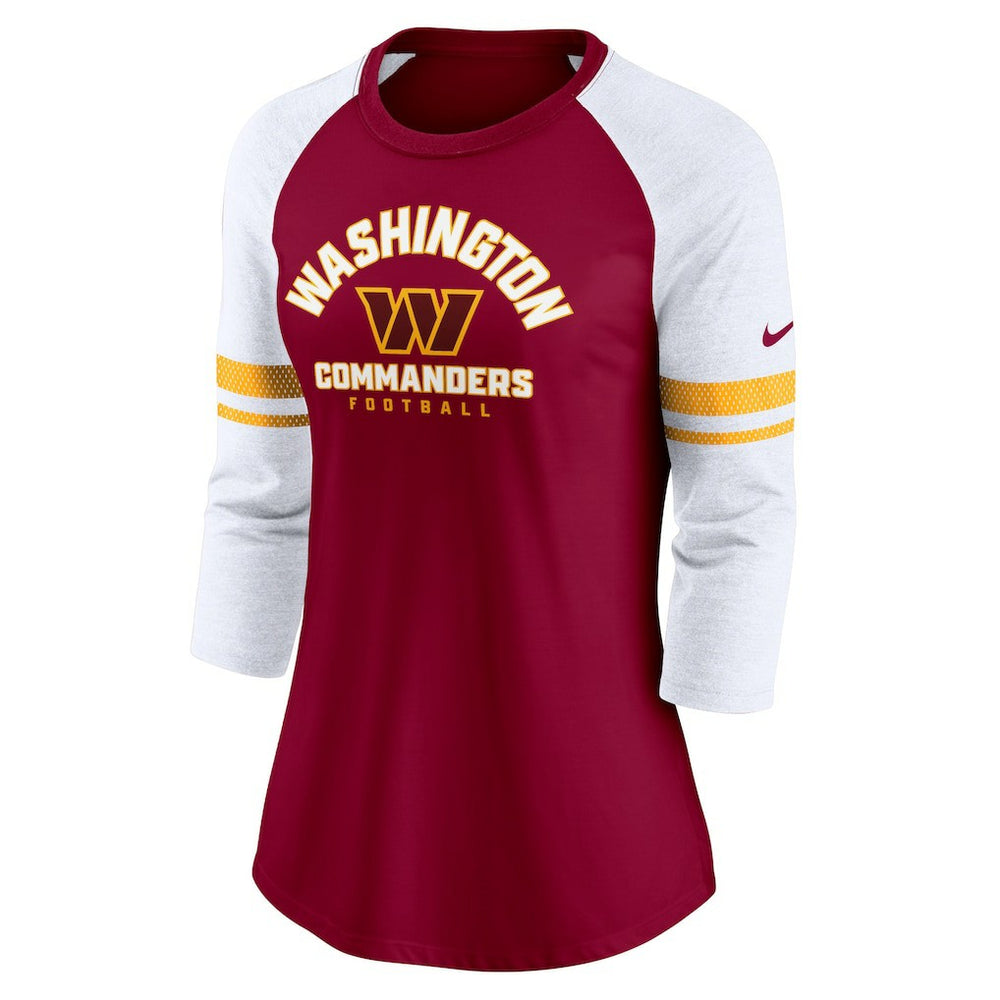 Washington Commanders Women's Fashion 3/4-Sleeve Lightweight Raglan Fashion T-Shirt Burgundy | Nike for Sale