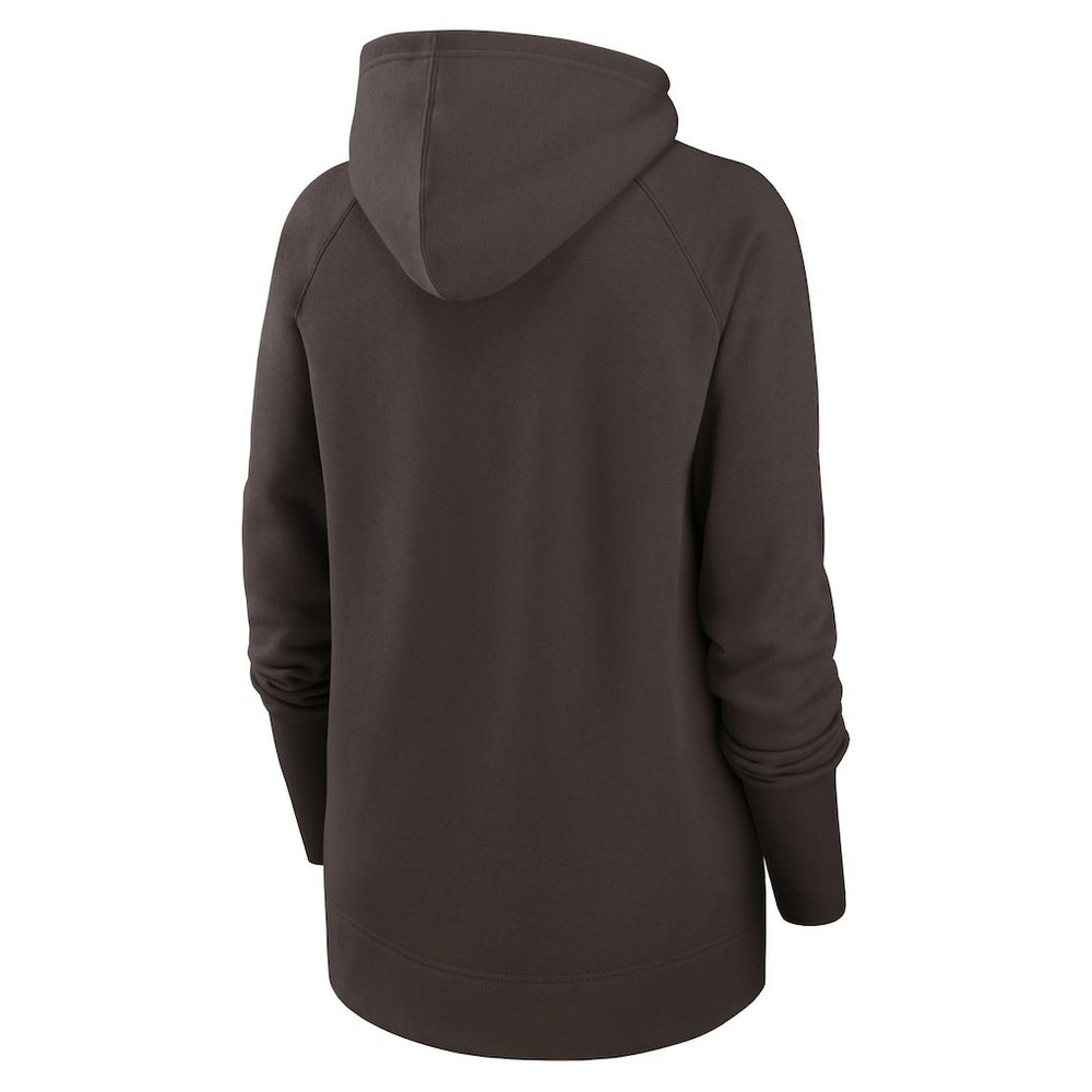 Cleveland Browns Women's Asymmetrical Raglan Full-Zip Hoodie Brown | Nike for Sale