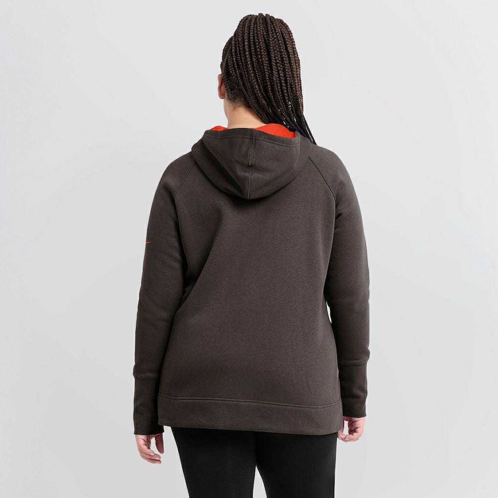 Cleveland Browns Women's Asymmetrical Raglan Full-Zip Hoodie Brown | Nike for Sale