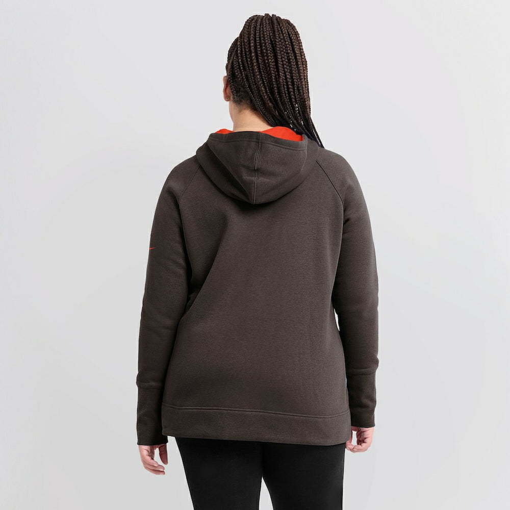 Cleveland Browns Women's Asymmetrical Raglan Full-Zip Hoodie Brown | Nike for Sale