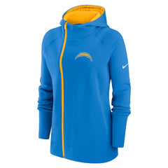 Los Angeles Chargers Women's Asymmetrical Raglan Full-Zip Hoodie Powder Blue | Nike for Sale