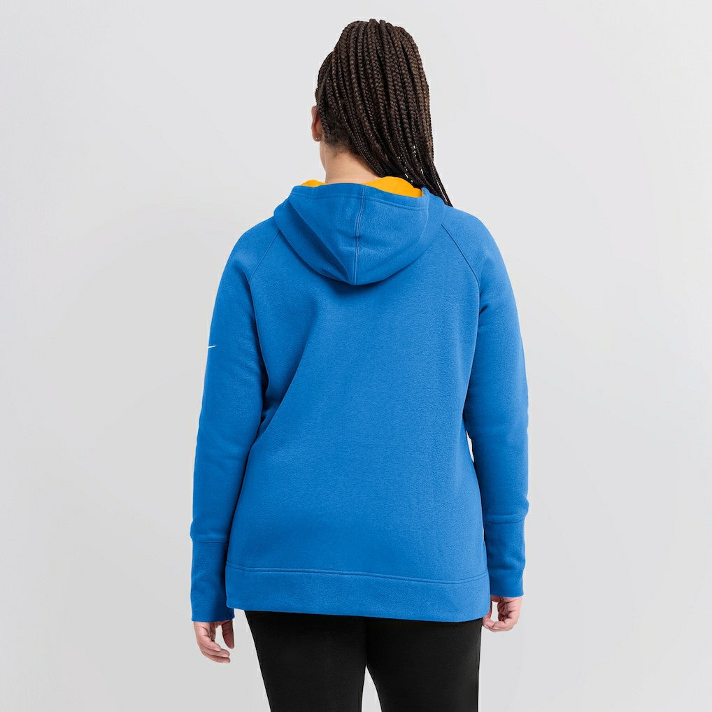 Los Angeles Chargers Women's Asymmetrical Raglan Full-Zip Hoodie Powder Blue | Nike for Sale