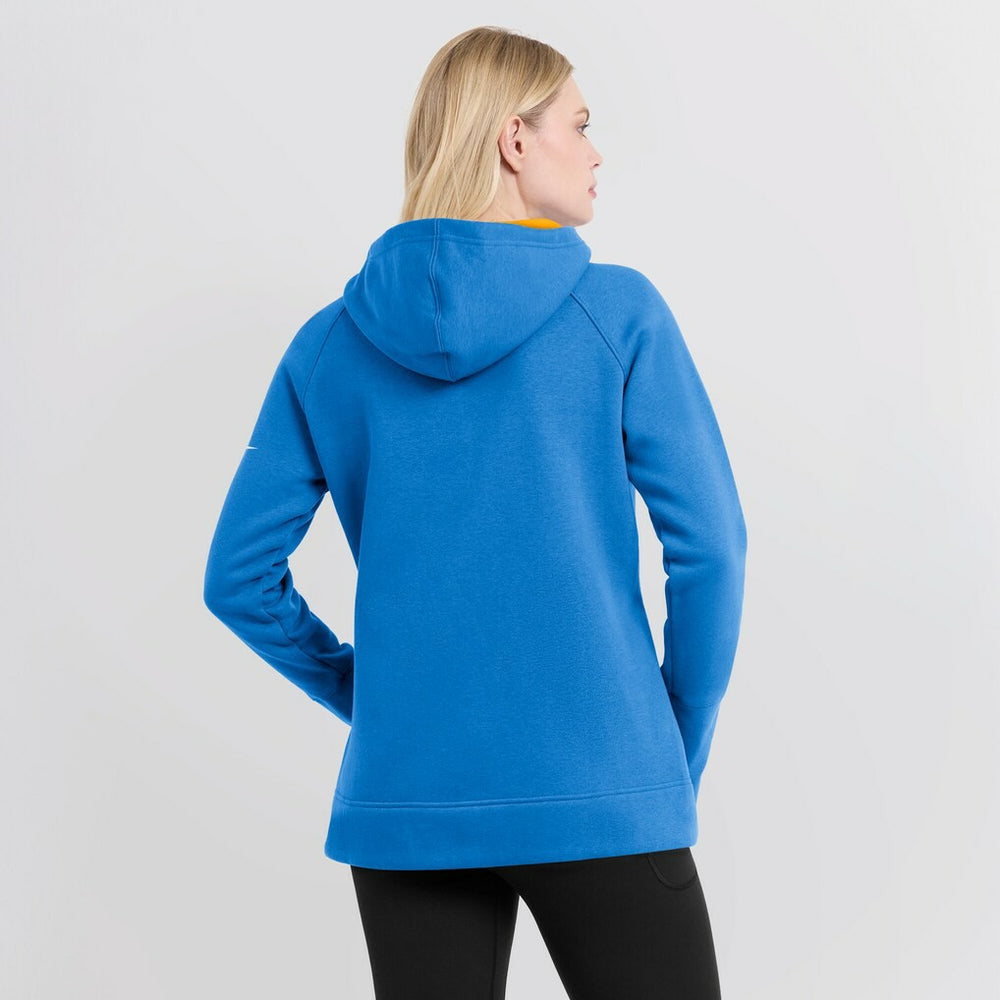 Los Angeles Chargers Women's Asymmetrical Raglan Full-Zip Hoodie Powder Blue | Nike for Sale