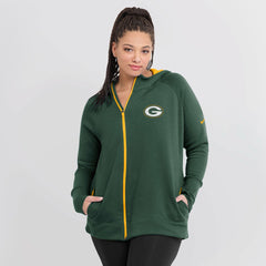 Green Bay Packers Women's Asymmetrical Raglan Full-Zip Hoodie Green | Nike for Sale