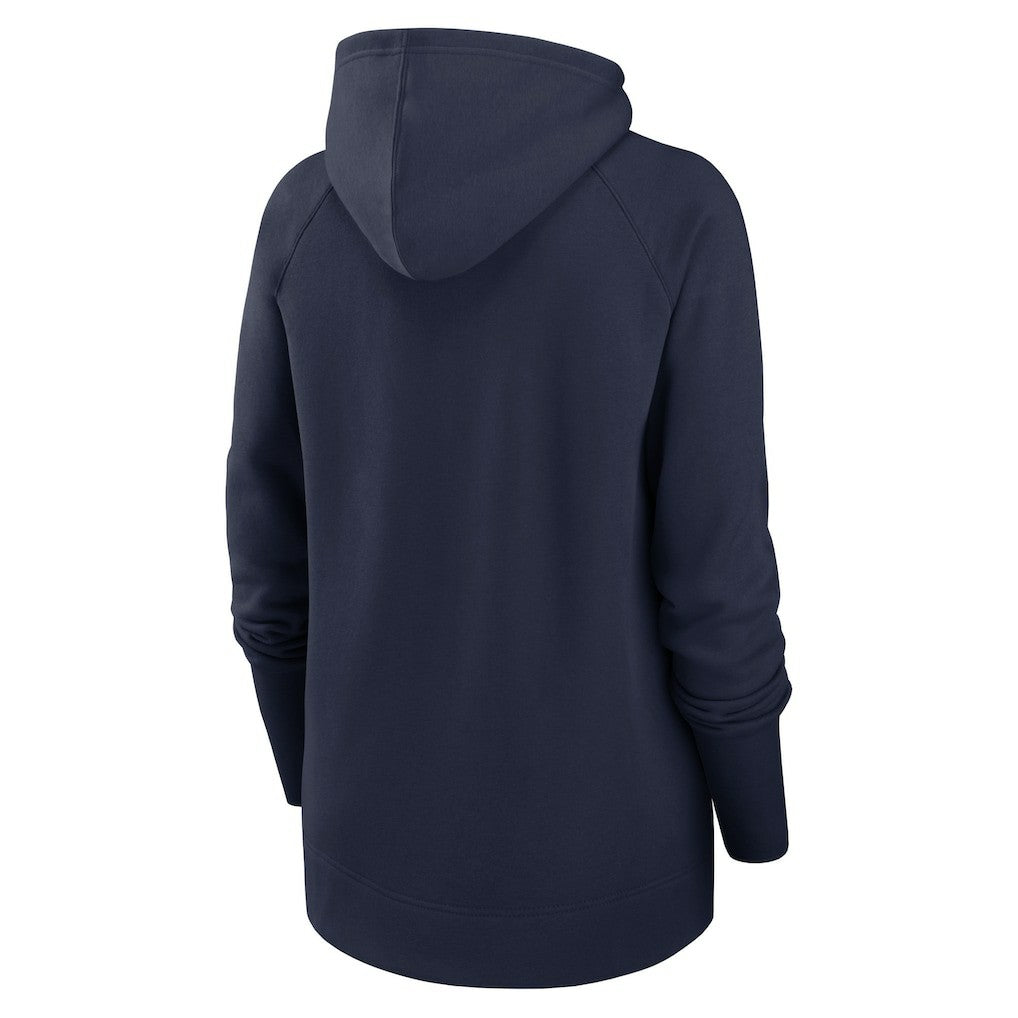 New England Patriots Women's Asymmetrical Raglan Full-Zip Hoodie Navy | Nike for Sale