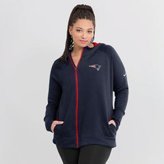 New England Patriots Women's Asymmetrical Raglan Full-Zip Hoodie Navy | Nike for Sale
