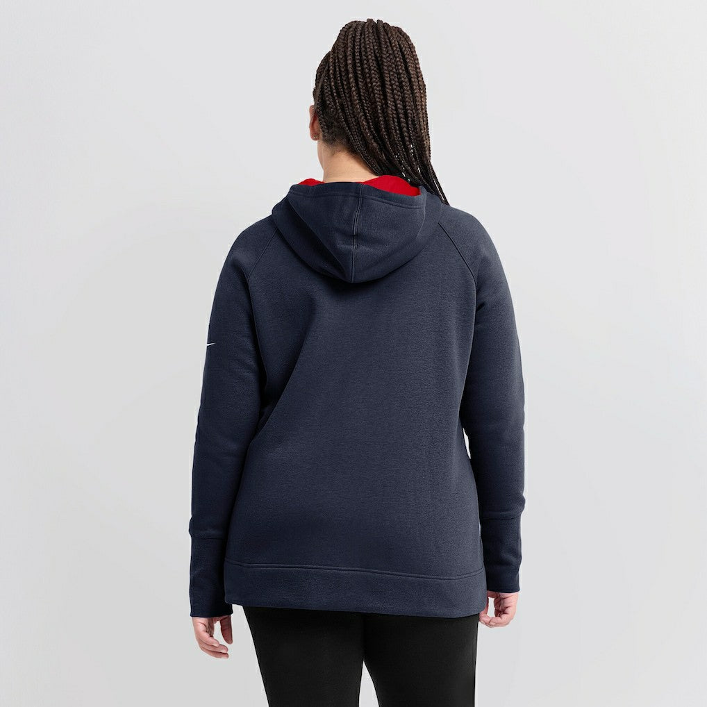 New England Patriots Women's Asymmetrical Raglan Full-Zip Hoodie Navy | Nike for Sale