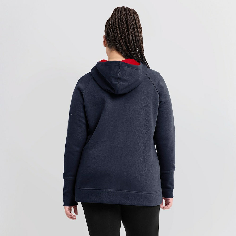 New England Patriots Women's Asymmetrical Raglan Full-Zip Hoodie Navy | Nike for Sale