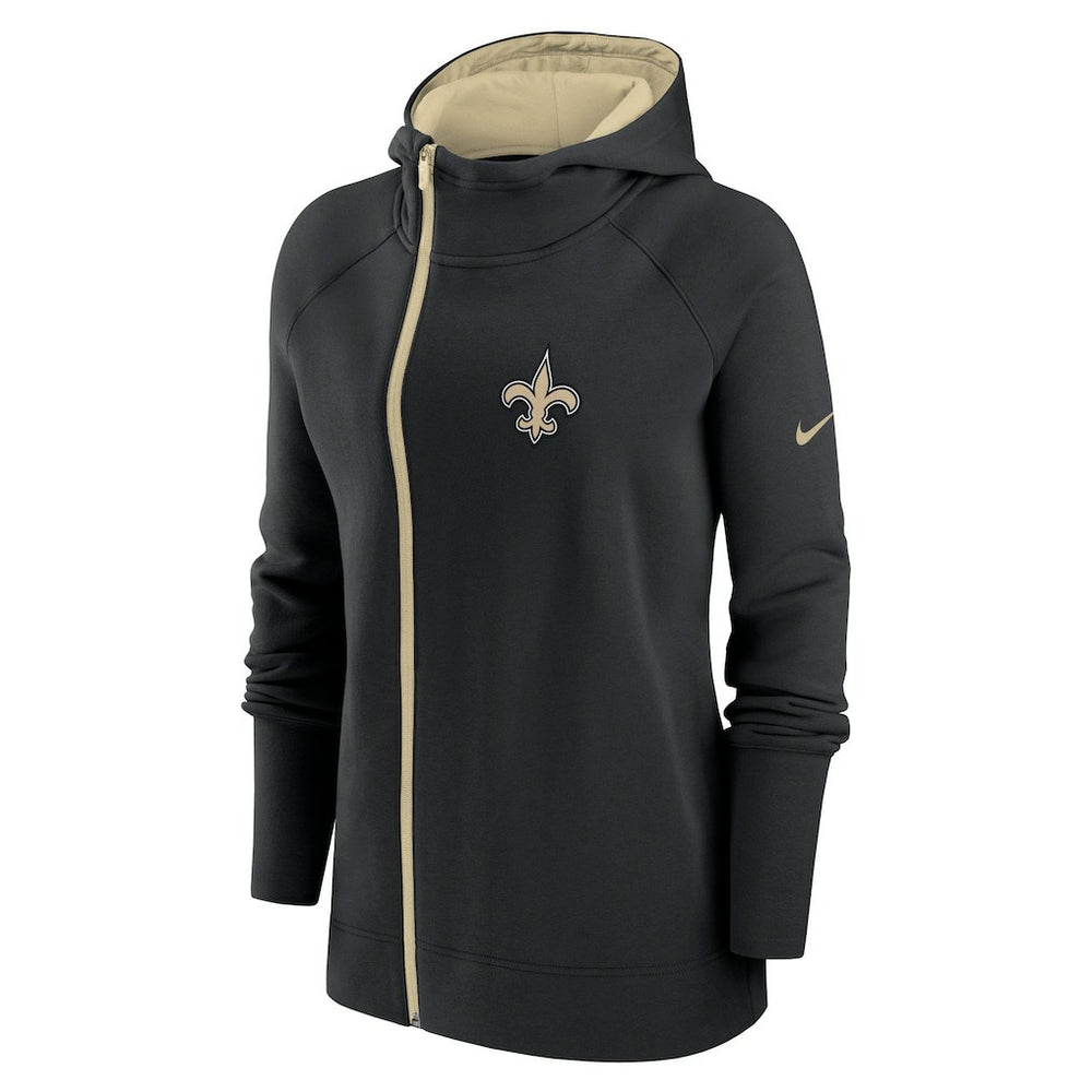 New Orleans Saints Women's Asymmetrical Raglan Full-Zip Hoodie Black | Nike for Sale