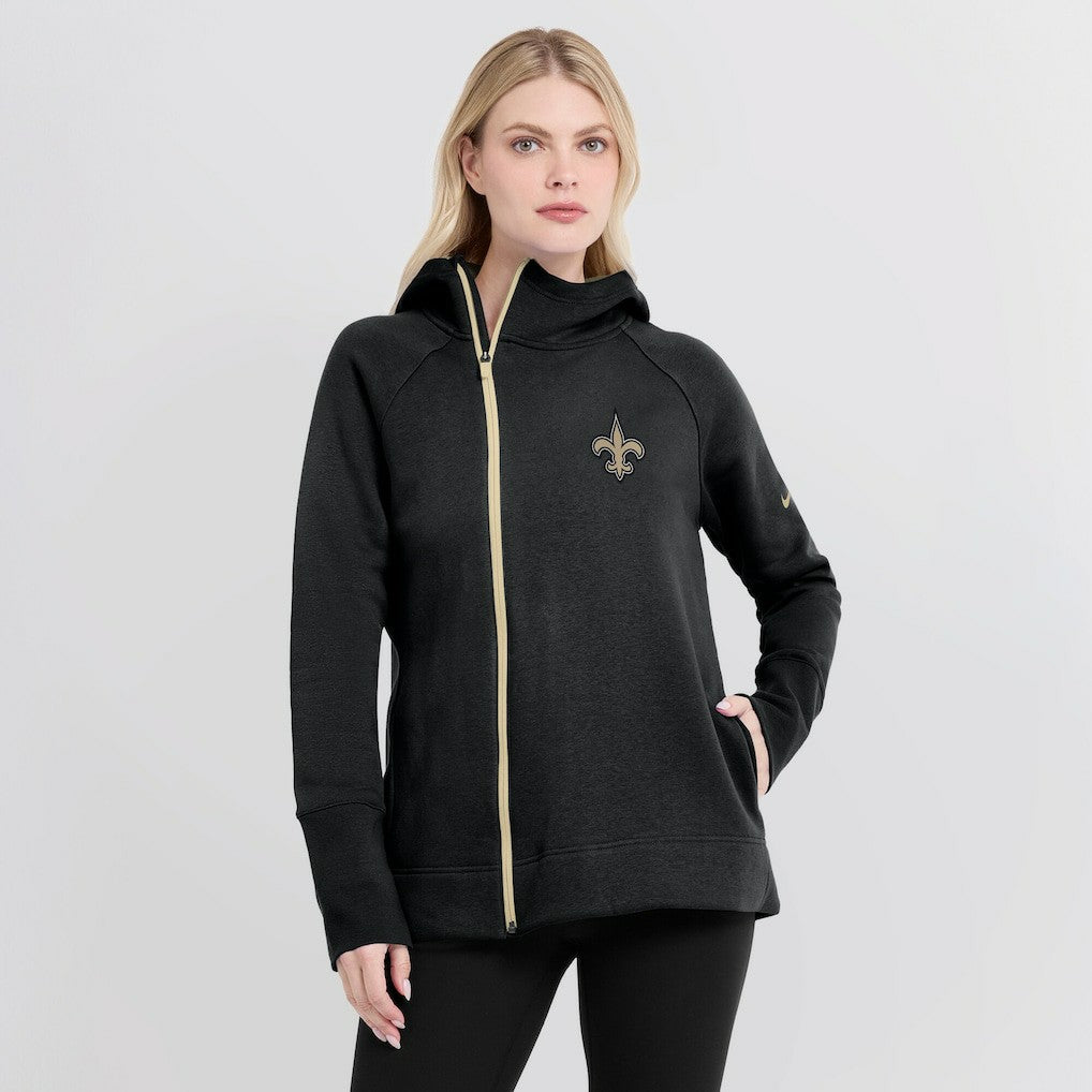New Orleans Saints Women's Asymmetrical Raglan Full-Zip Hoodie Black | Nike for Sale