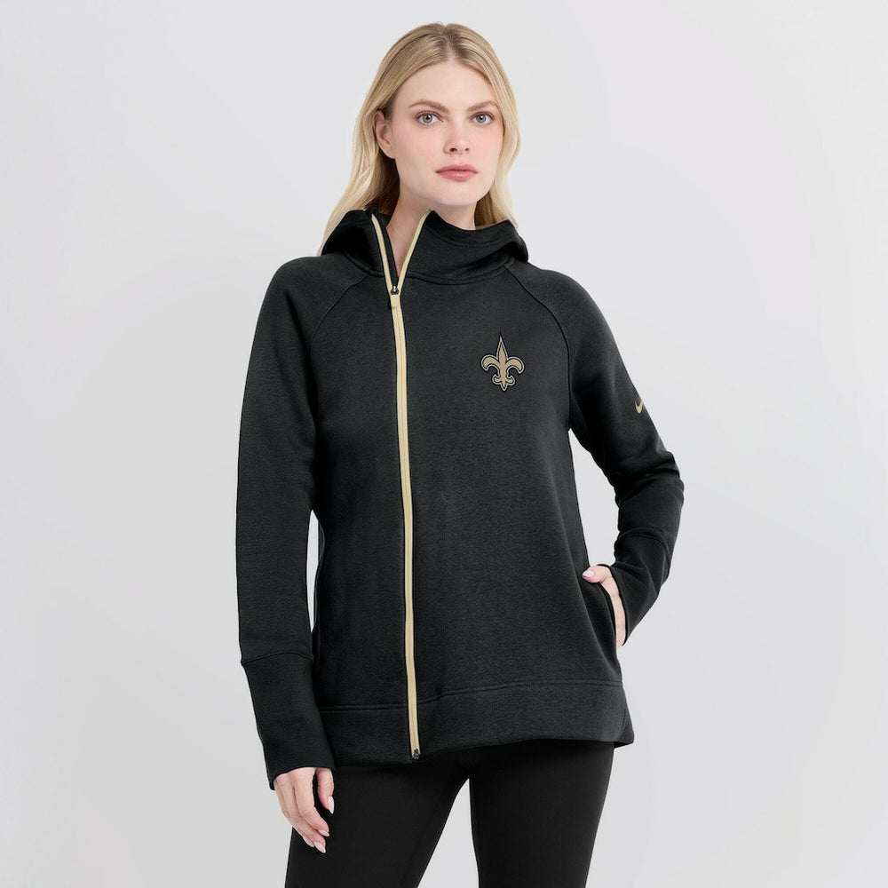 New Orleans Saints Women's Asymmetrical Raglan Full-Zip Hoodie Black | Nike for Sale