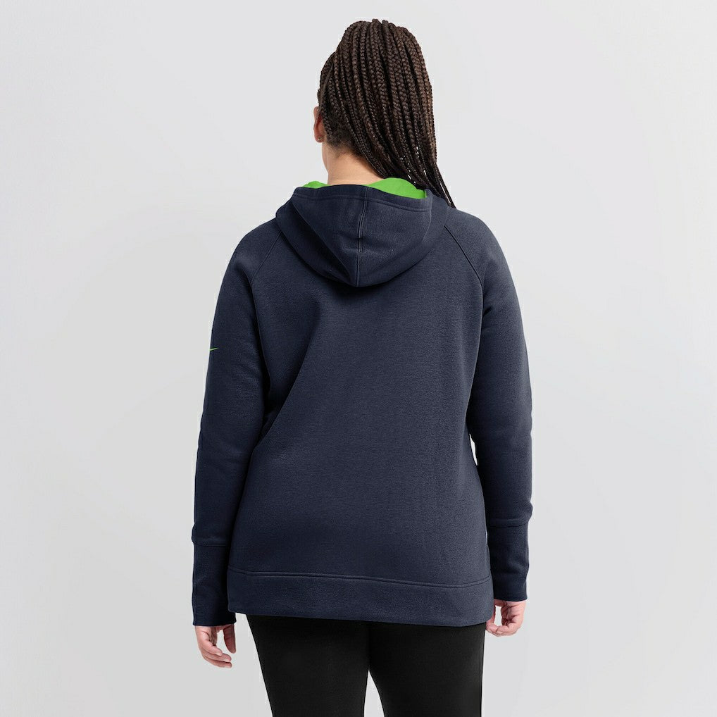 Seattle Seahawks Women's Asymmetrical Raglan Full-Zip Hoodie College Navy | Nike for Sale