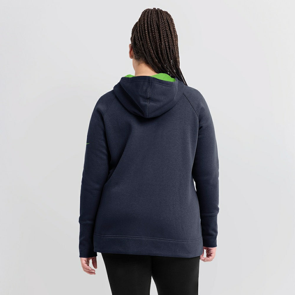 Seattle Seahawks Women's Asymmetrical Raglan Full-Zip Hoodie College Navy | Nike for Sale