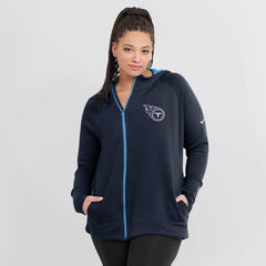 Tennessee Titans Women's Asymmetrical Raglan Full-Zip Hoodie Navy | Nike for Sale
